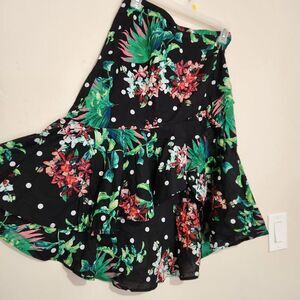 Bold Element Skirt Women Small Lightweight High Low Tropical Ruffle Skirt